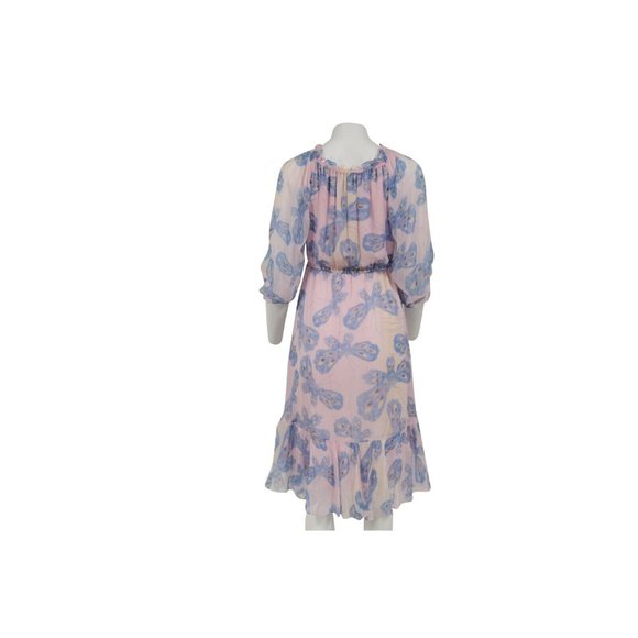 Diane Von Furstenberg Womens Camila Dress Size 6 Pink Off Shoulder Chiffon Silk - Picture 7 of 12